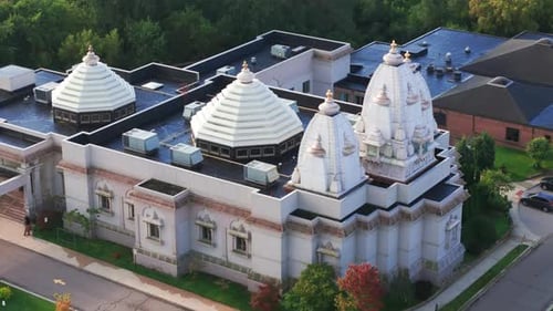 Drone Wide Shot of a Indian Hindu Temple Temple Drone Aerial Shots
