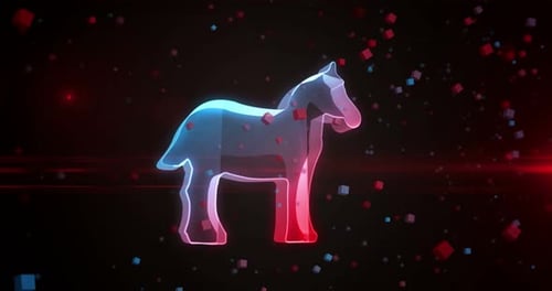 Trojan alert cyber attack symbol loop digital concept