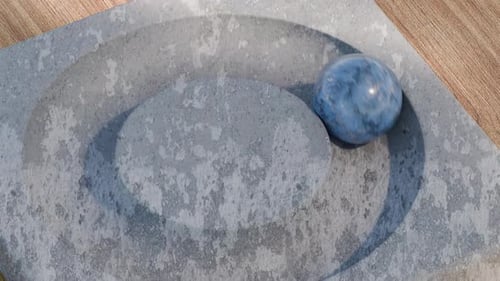 Renderização 3D da bola seguindo o caminho