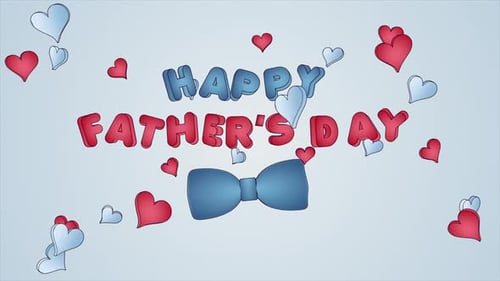Animated Happy Father's Day Greeting with Hearts and Bow Tie