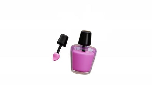 Pink Nail Polish Bottle 3D Product Animation