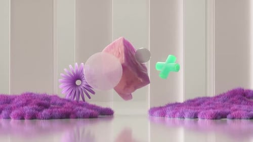 Clean Abstract 3D Animation with Soft Geometric Shapes