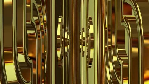 Seamless Golden Abstract Geometric Tunnel Background Loop