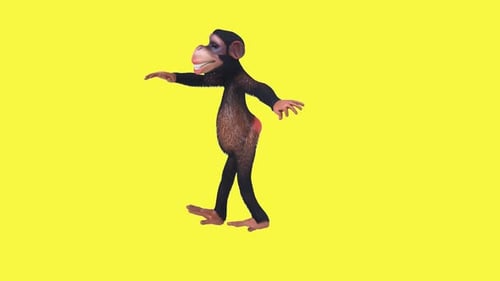 Lustiger 3D-Cartoon-Affencharakter, der tanzt (mit Alphakanal)