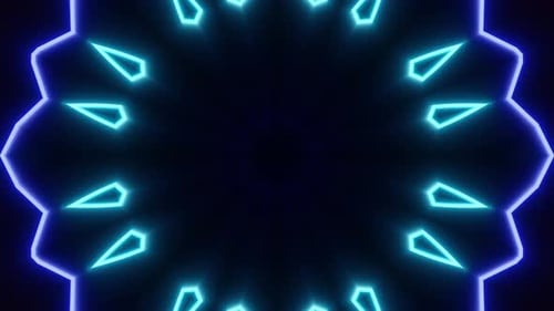 Neon Glowing Geometric Shapes Loop Background