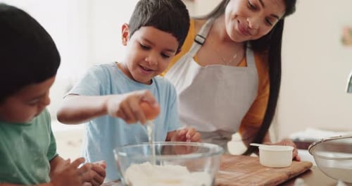Family Baking Together in a Bright Kitchen