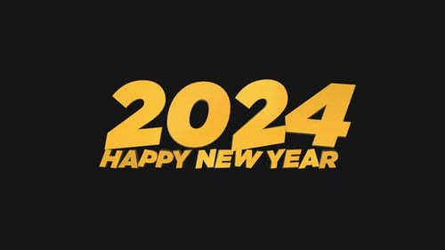 2024 Happy New Year 3D Text Alpha Channel