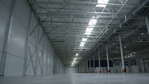 Slow Motion High Empty Room Factory Storage