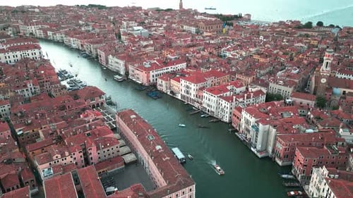 Aerial View of the Venice City on the Water and Rooftops