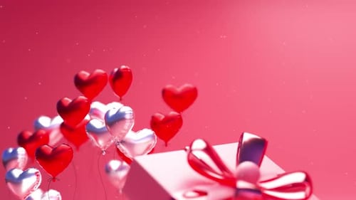 Valentines Day Balloon Love Gift Heart Romance Suprise Loop Background Red Without Title