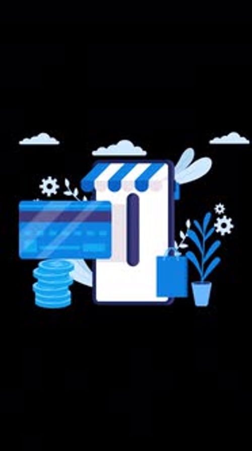 Bank Payment With Card Vertical On Alpha Channel