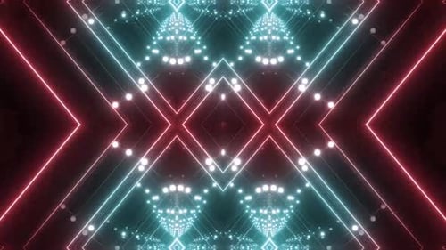 Dynamic abstract digital tunnel with glowing blue and red lights