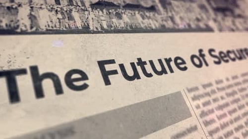 Retro Newspaper Headline Text Reveal with Glitch Effect