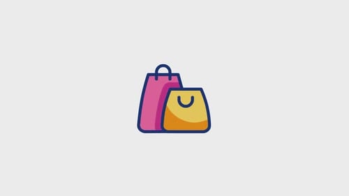 Animated Flat Design Shopping Bags Icon Reveal