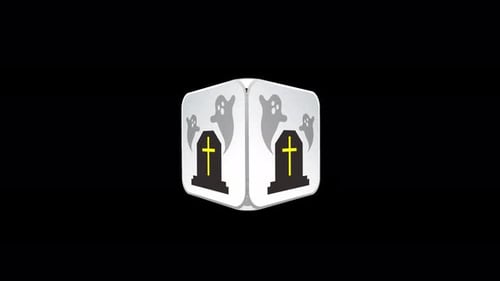 Animated Geometric Halloween Cube with Gravestone and Ghosts
