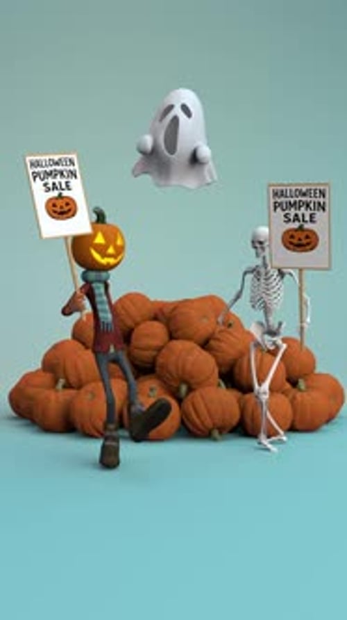 Halloween Pumpkin Sale Animated Characters Dancing