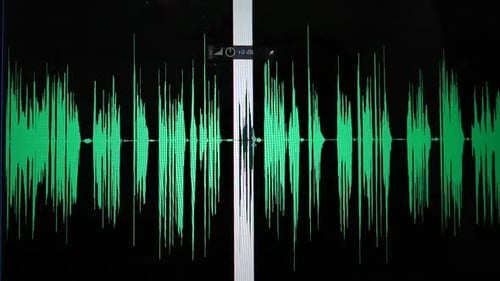 Audio Waveform on a Computer Monitor Screen Close Up