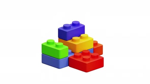 3d Animation Building Blocks Toys Colorful Plastic Play
