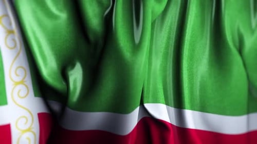 Fluid Waving Flag with Ornate Green, White, and Red Stripes