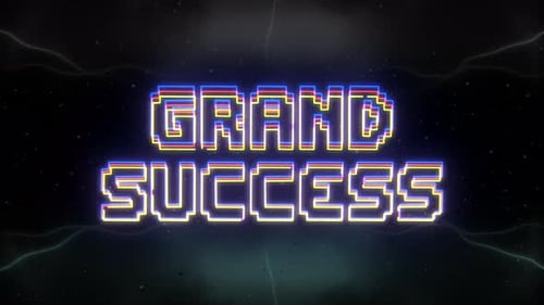 Grand Success Neon Text With Retro Background