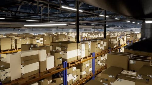 Immense installation de stockage ayant des emballages en gros dans des boîtes