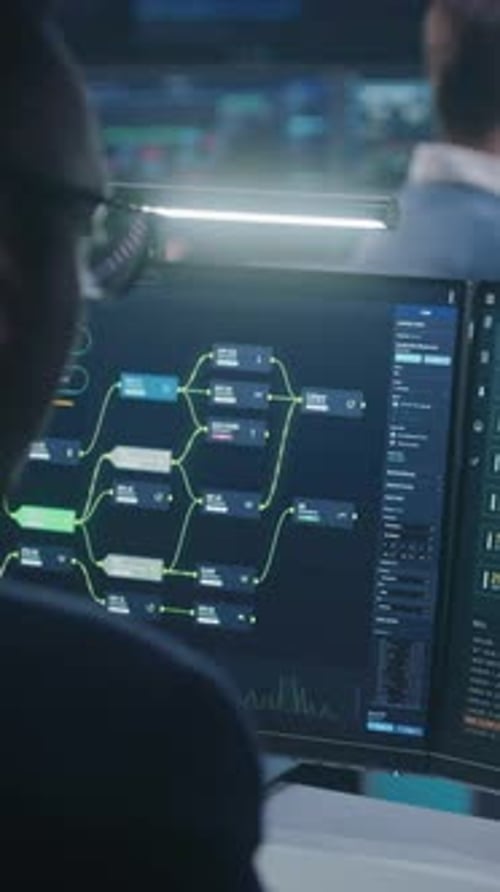 IT Software Engineers Work in Monitoring Office