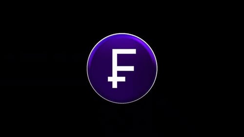 3D Spinning French Franc Symbol Glossy Purple