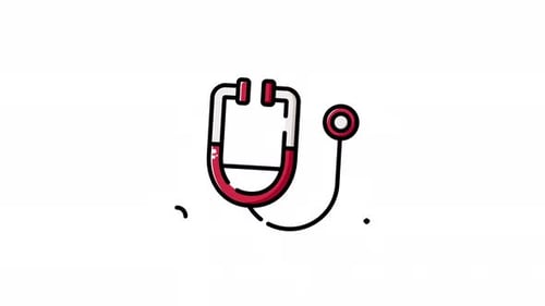 stethoscope animation isolated alpha channel. looping animation video