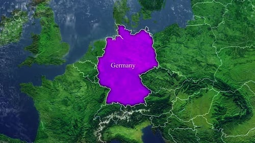Germany Map Highlight with Continent Reveal and Text Animation