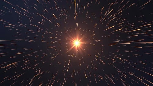 Abstract Speed of Light Hyperspace Background Glowing Rays and Stars in Motion Moving Through Stars