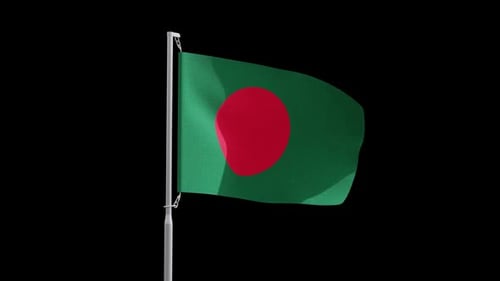 Realistic Waving Flag of Bangladesh with Alpha Channel