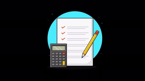 Animated Flat Design Calculator, Checklist, and Pencil Reveal