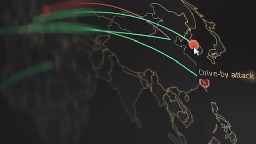 Animated Map Showing Connections and Cybersecurity Threats