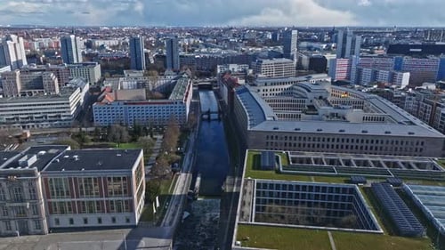 Aerial view revealing Berlin city center , Germany