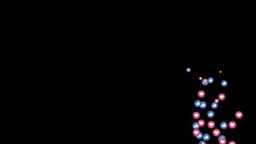 Animated Social Media Likes and Hearts Floating Up