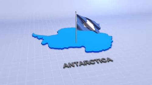 Antarctica Map With Flag