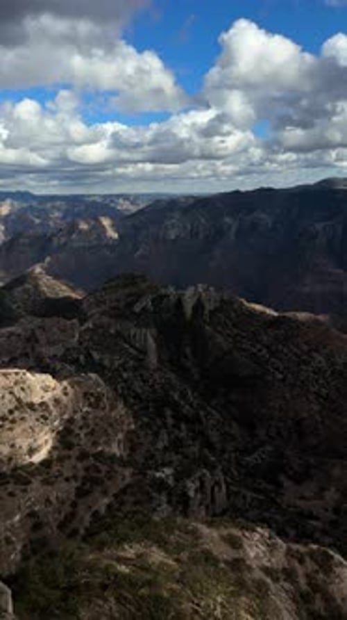 Rocky edge landscape view of Copper Canyon Canyon Mexico vertical video