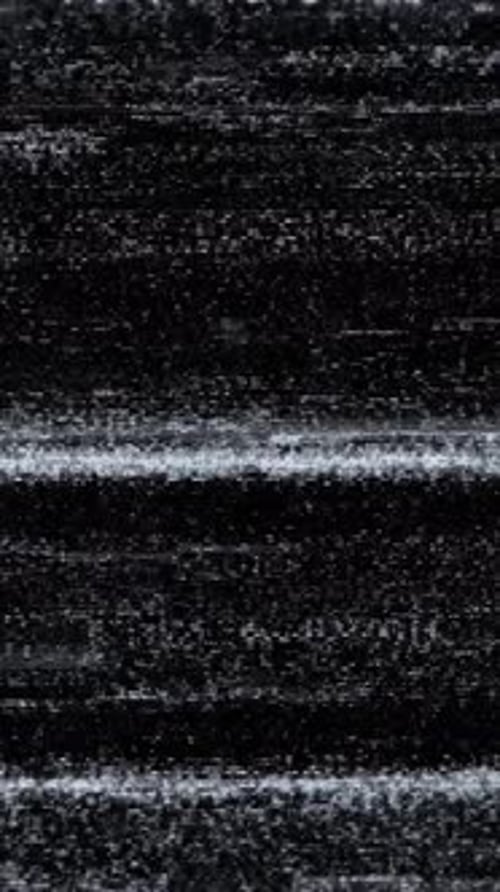 Monochrome TV Static with Glitch Effect and Vertical Distorted Signal