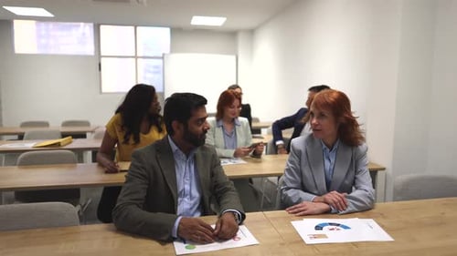 group of people of different ages in class, adult school