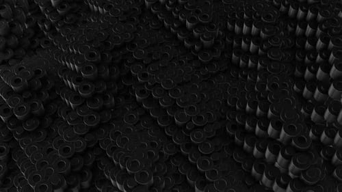 3D Black Cylinders Waves Abstract Motion Graphics