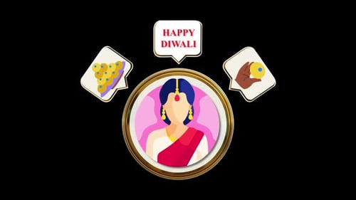 Happy Diwali Indian Icon Loop Animation