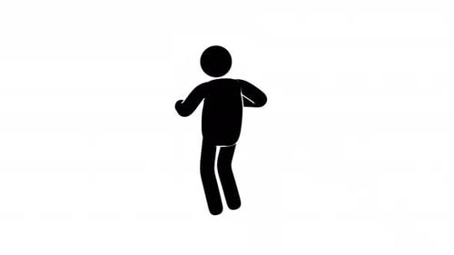 Animated Stick Figure Performing Various Actions in Flat Design Style
