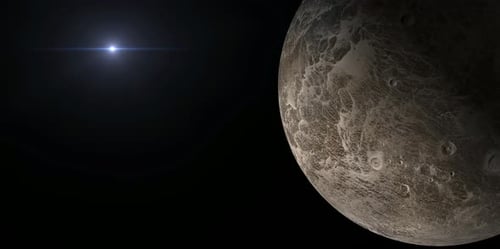 Fictional 3D Render of Ceres Like Planet in Deep Space.