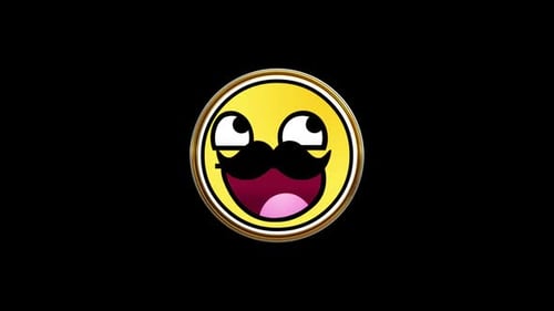 Animated 3D Golden Moustache Emoji Character Loop