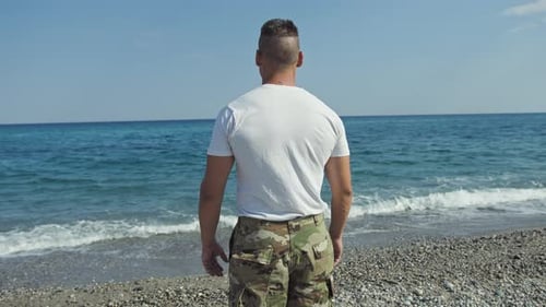 Soldier Looks at the Ocean