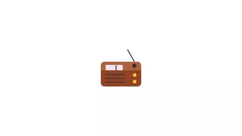 Animated Flat Design Radio Icon Plays Music