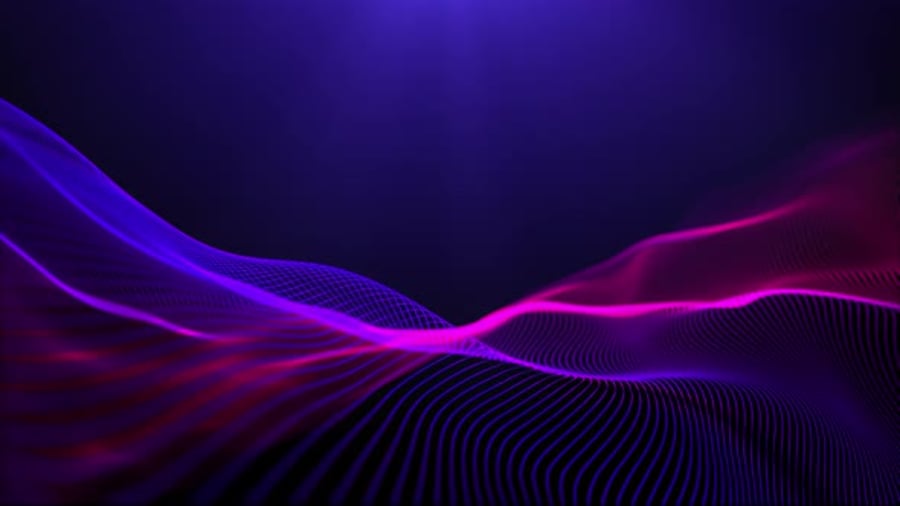 Cover for Abstract twisted curves, motion, blurred glowing wave lines. 3D video loop art design background. Ma