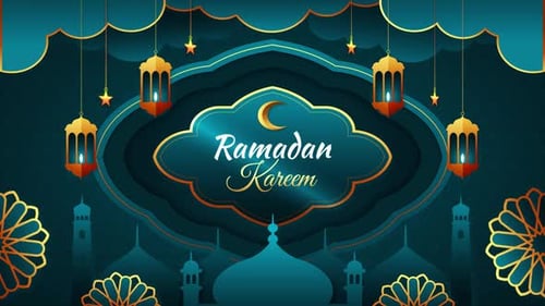 Ramadan Kareem Animated Title Reveal with Islamic Elements