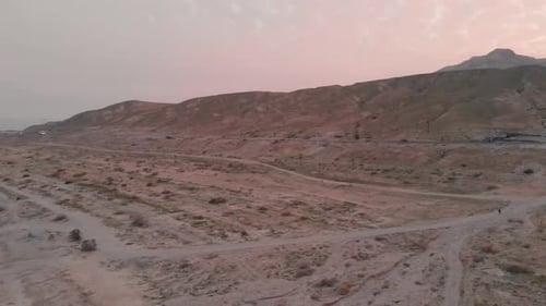 180 degrees rotation from the mountains to the Dead sea Drone shot 4K