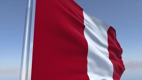 Realistic Waving Flag Animation with Clear Blue Sky